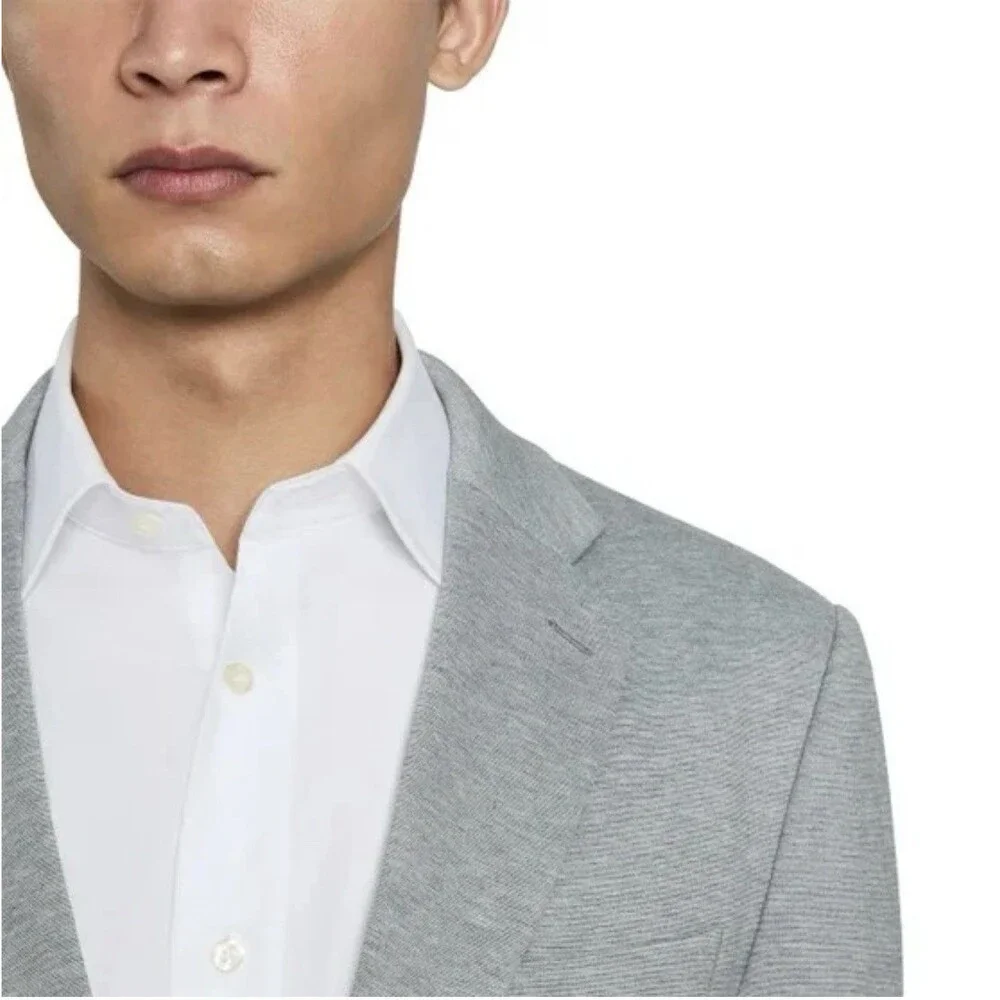 Kenneth Cole Men's New York Knit Blazer Classic Fit Jacket, Gray, Size M
